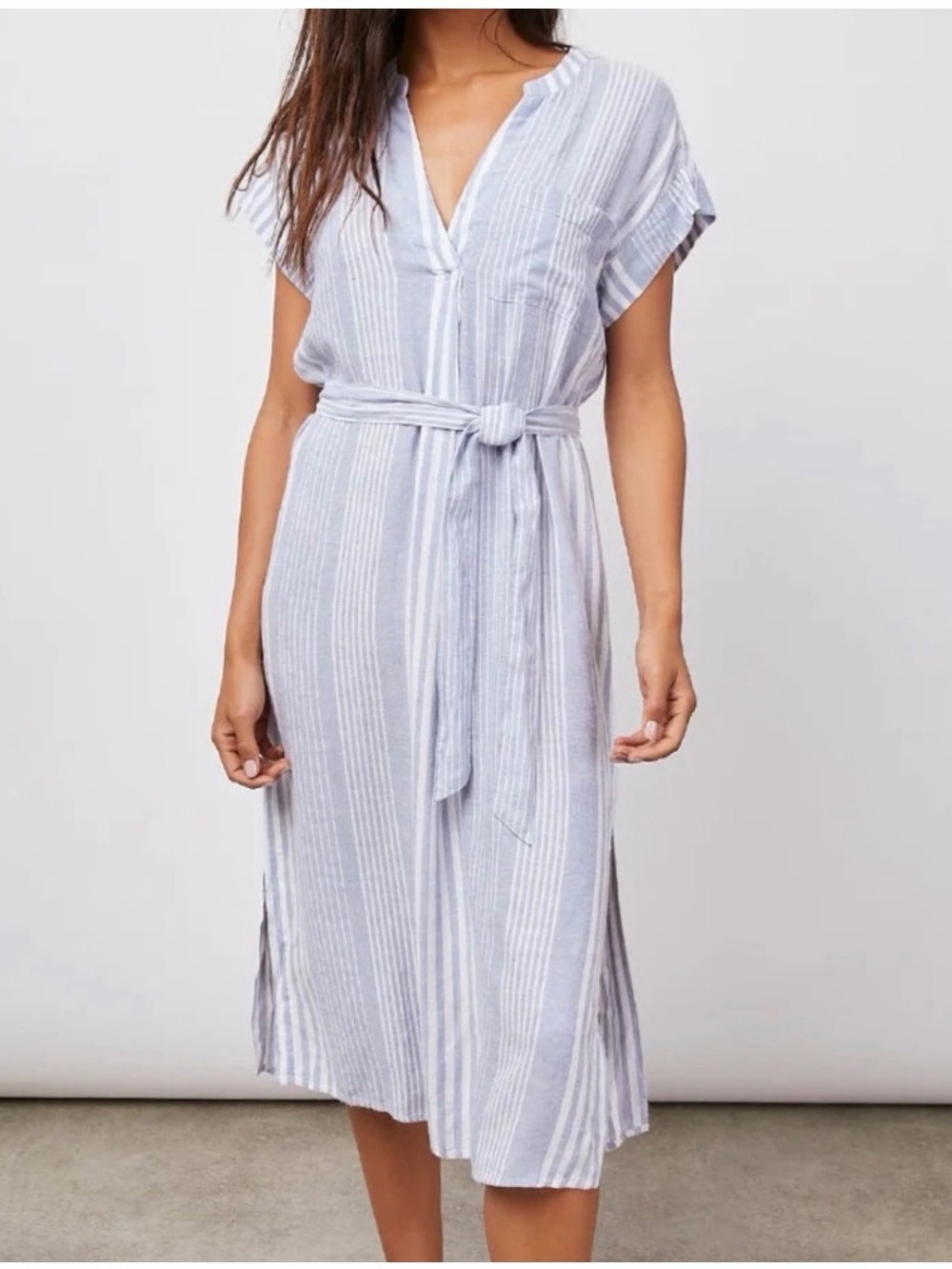 Rails Suri linen blend dress in Blue Dusk Stripe coastal grandma